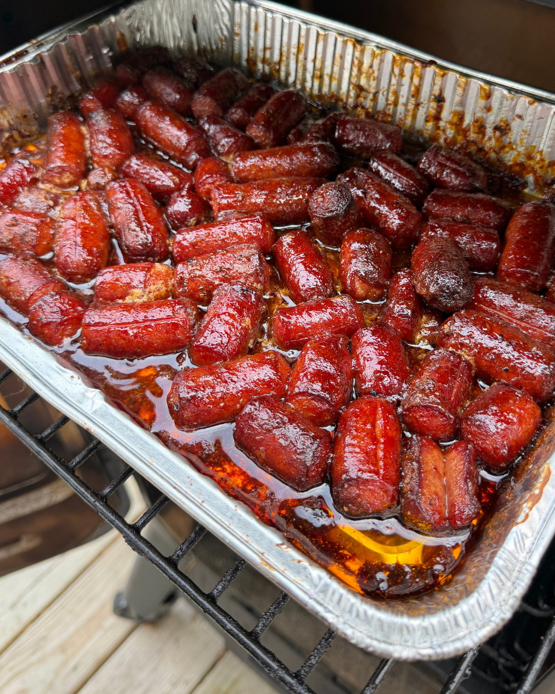 Smoked Hot Honey Hot Dog Burnt Ends